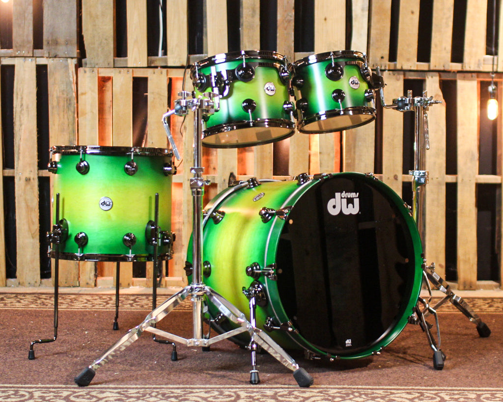 DW Collector's Maple SSC Amber to Emerald Green Burst Drum Set