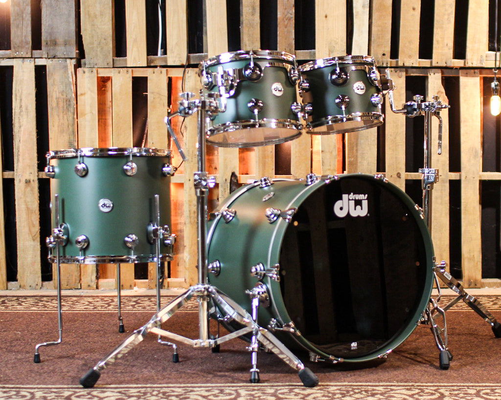 DW Collector's Maple SSC Army Green Hard Satin Drum Set - 22,10,12