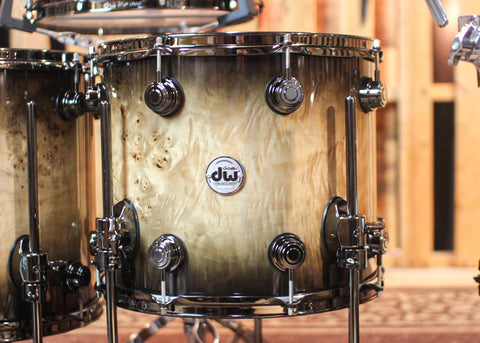 DW Collector's Maple SSC Candy Black Burst over Mapa Burl Drum Set - 22,10,12,14,16,14sn - SO#1291940