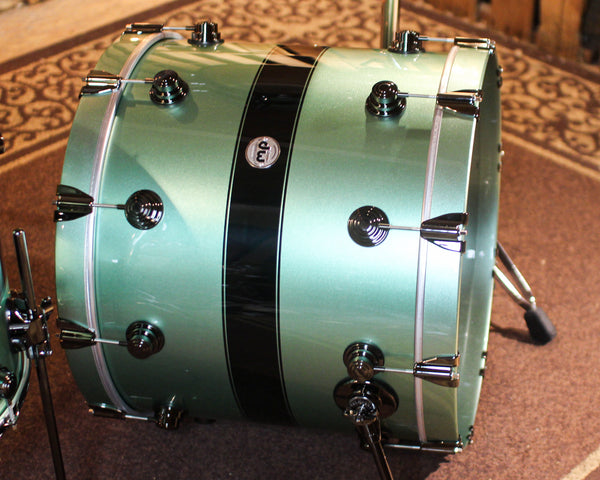 DW Collector's Maple SSC Mint Green Metallic w/ Black Rally Stripe Drum Set - 22,10,12,16,14sn - SO#1414933