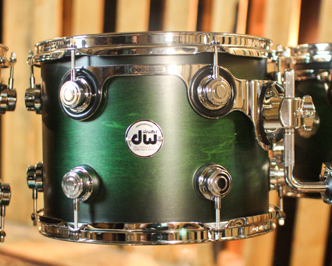 DW Collector's Maple SSC Satin Emerald Green to Ebony Burst Drum Set - 20,10,12,13,15 - SO#1440815