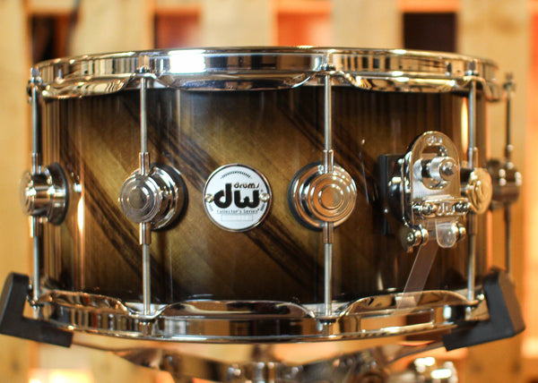 DW 6.5x14 Collector's Maple VLT Candy Black Burst over Twisted European Walnut Snare Drum - SO#1426116