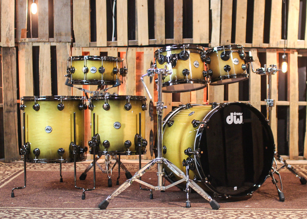 DW Collector s Birch HVLT Yellow to Black Burst Drum Set 22 10 12 14 The DW Store
