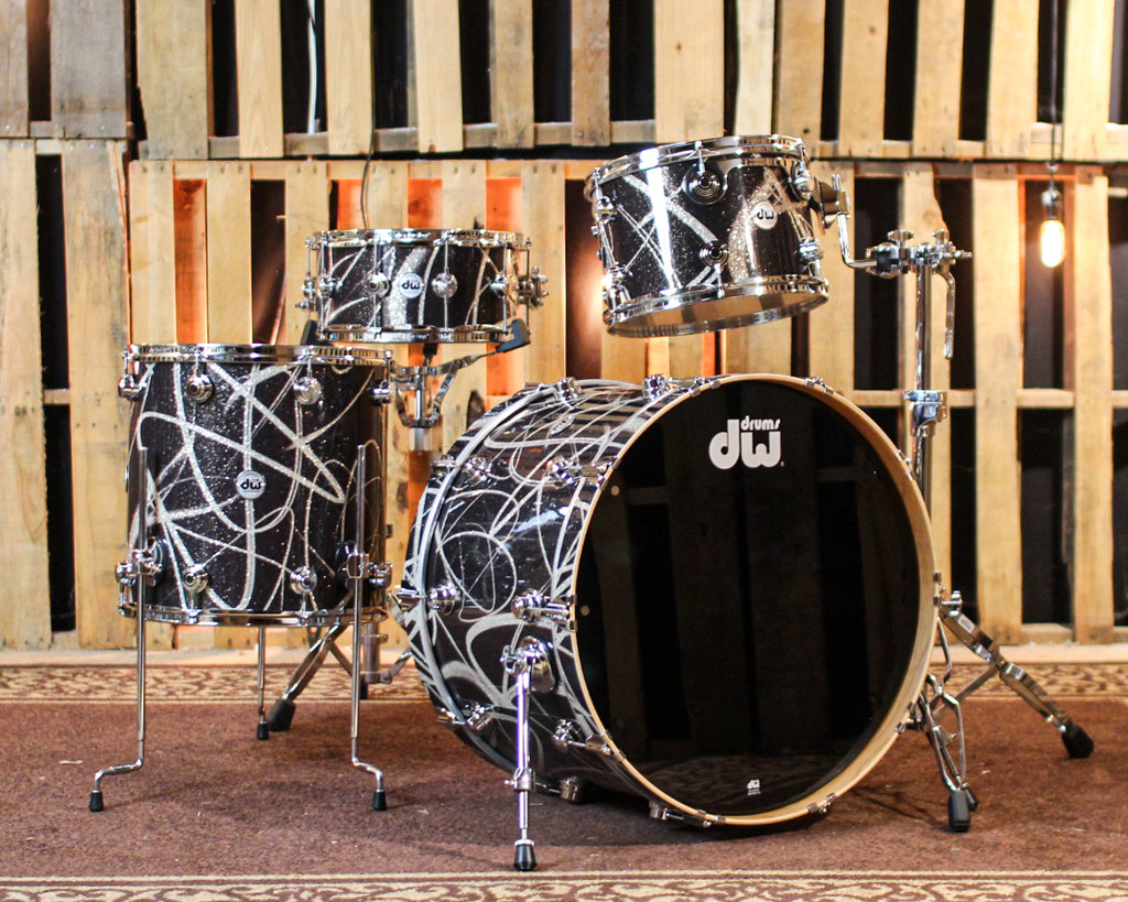 DW Collector's Cherry HVLT Smoke Glass Contrail Drum Set - 24,13,16,14 ...