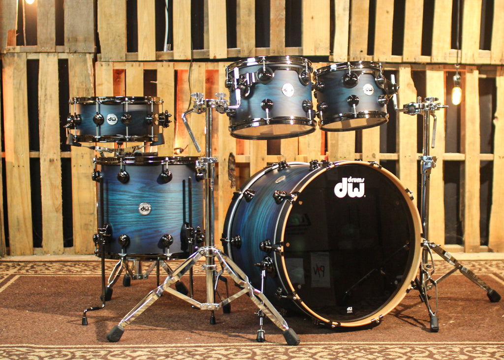 DW Collector's Pure Oak HVLT Azure Black Burst Drum Set - 16x22