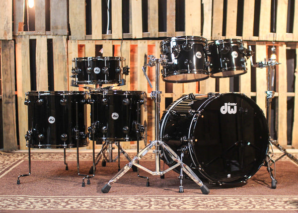 DW Collector's Purpleheart Piano Black Drum Set - 22,10,12,14,16,14sn - SO#1302119