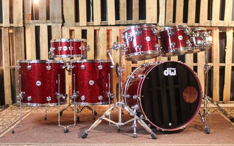 DW Collector's Pure Purpleheart HVLT Ruby Glass Drum Set - 24,10,12,13,16,18,14sn - SO#1327275