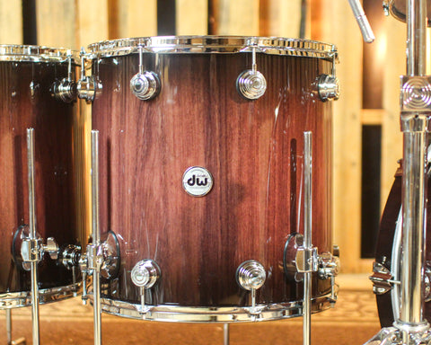 DW Collector's Purpleheart VLT Natural to Candy Black Burst Drum Set - 23,8,10,12,16,18 - SO#1429712