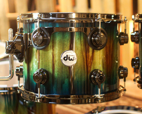 DW Collector's SonicPly Regal Blue Burst over Candy Stripe Padauk Drum Set - 22,10,12,14,16 - SO#1441739
