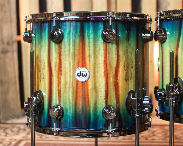 DW Collector's SonicPly Regal Blue Burst over Candy Stripe Padauk Drum Set - 22,10,12,14,16 - SO#1441739