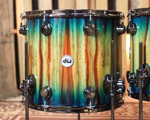 DW Collector's SonicPly Regal Blue Burst over Candy Stripe Padauk Drum Set - 22,10,12,14,16 - SO#1441739