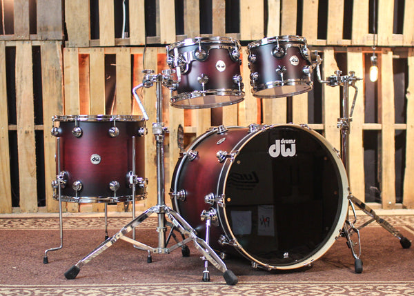 DW Collector's Standard Maple Satin Cherry to Black Burst Drum Set - 22,10,12,16 - SO#1330183