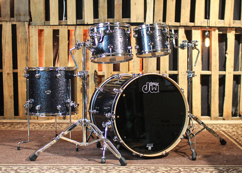 DW Performance Cherry Limited Edition Black Sparkle Drum Set - 22,10,12,16