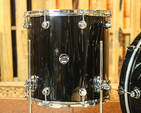 DW Performance Piano Black Lacquer Rock Drum Set - 14x24, 9x13, 16x16