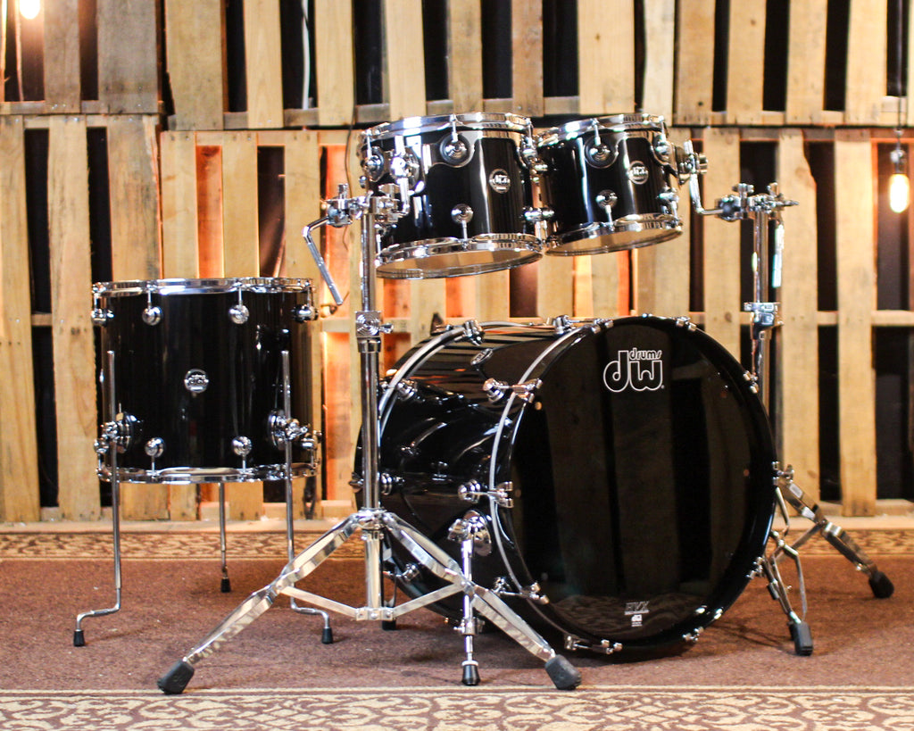 DW Performance Piano Black Lacquer Stage Drum Set - 18x22, 8x10