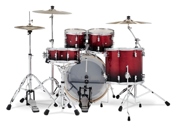 PDP Concept Maple Red to Black Fade 5pc Drum Set - 22,10,12,16,14 - PDCM2215RB