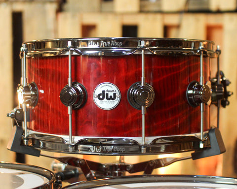 Used DW Collector's Maple Candy Apple Red over Redwood Stump Drum Set - 22,10,12,14,16,14sn