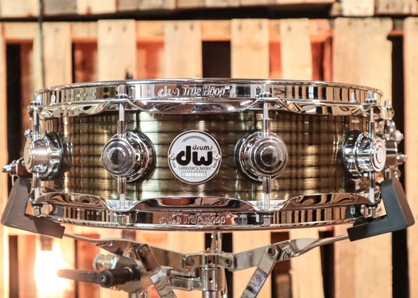 DW 4x14 Collector's Ribbed Brass over Steel Snare Drum - DRVR0414SBC