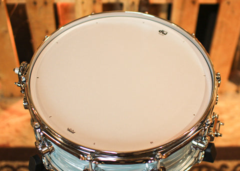 DW 5.5x14 Collector's Jazz Mahogany/Gum Pale Blue Oyster Snare Drum - SO#1308639