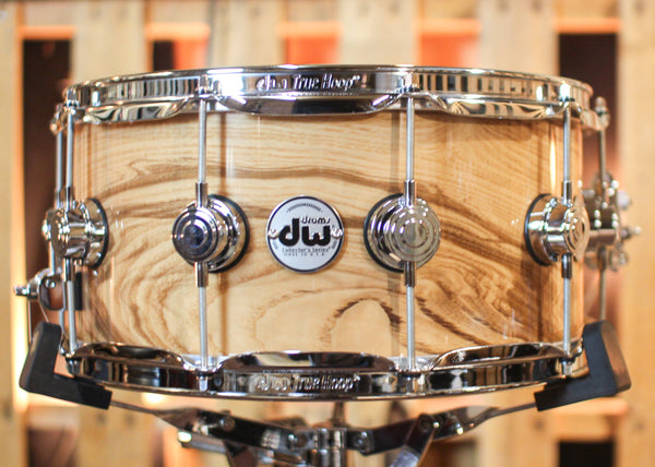 DW 6.5x14 Collector's Maple Mahogany Olive Ash Burl Snare Drum - SO#1302078