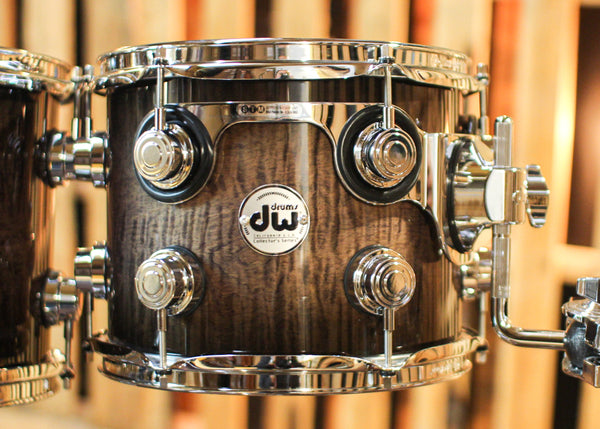 DW Collector's 333 Candy Black Burst Knockdown over Curly Maple Drum Set - 22,10,12,16 - SO#1313021