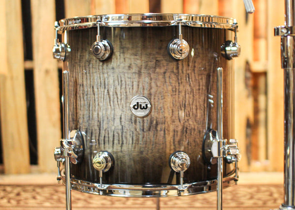 DW Collector's 333 Candy Black Burst Knockdown over Curly Maple Drum Set - 22,10,12,16 - SO#1313021