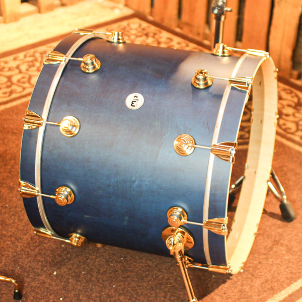 DW Collector's Maple/Mahogany Regal Blue Satin Oil Drum Set - 22,10,12,14,16,14sn - SO#1310429