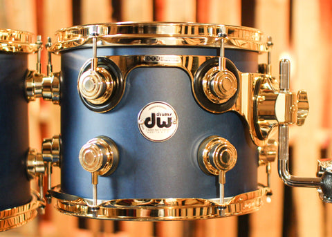 DW Collector's Maple/Mahogany Regal Blue Satin Oil Drum Set - 22,10,12,14,16,14sn - SO#1310429