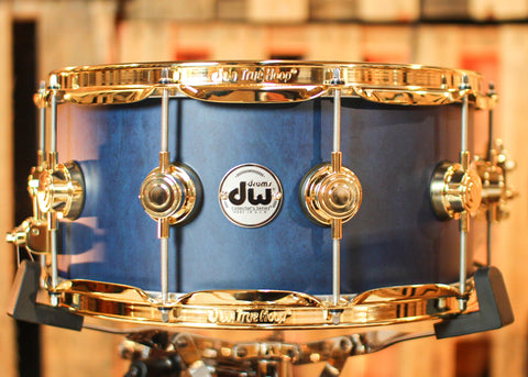 DW Collector's Maple/Mahogany Regal Blue Satin Oil Drum Set - 22,10,12,14,16,14sn - SO#1310429