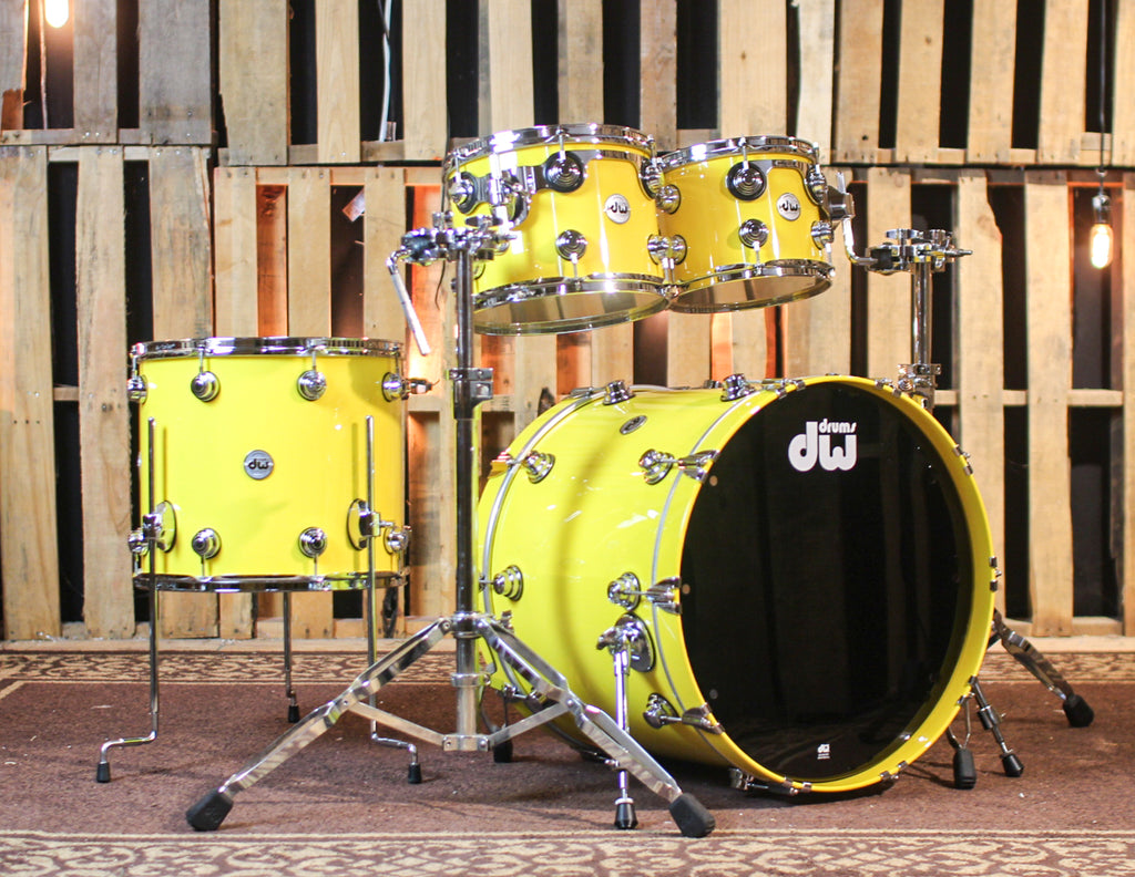 DW Collector s Maple Mahogany Solid Chrome Yellow Drum Set 22 10