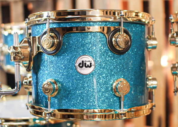 DW Collector's Maple Mahogany Teal Glass Drum Set - 22,10,12,14,16,14sn - SO#1304636