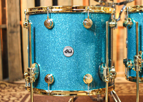 DW Collector's Maple Mahogany Teal Glass Drum Set - 22,10,12,14,16,14sn - SO#1304636