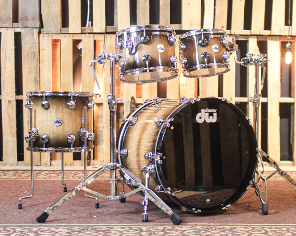 DW Collector's Maple Black Burst over Super Curly Maple Drum Set - 22,10,12,14 - SO#1303749