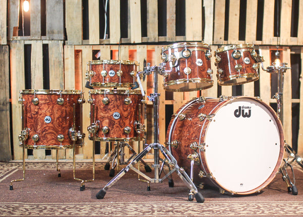 DW Collector's Waterfall Bubinga over Mahogany Spruce Drum Set - 22,10,12,14,16,14sn - SO#1255629