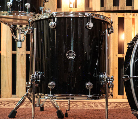 DW Performance Black Mirra Drum Set - 18x22,9x13,16x18,8x14