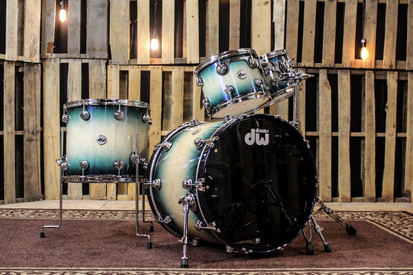 DW Collector's Maple Violet Pearl Over Natural To Regal To Black Burst Drum Set - 22, 10, 12, 16