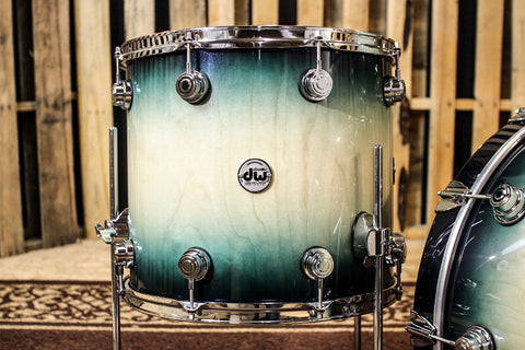 DW Collector's Maple Violet Pearl Over Natural To Regal To Black Burst Drum Set - 22, 10, 12, 16
