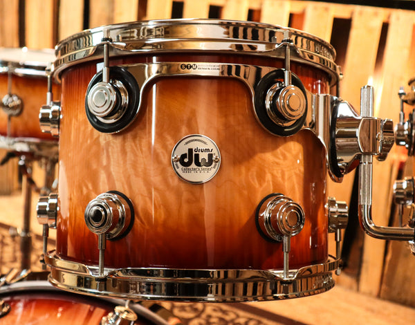 DW Collector's Natural To Deep Red Burst Over Quilted Maple Kit - SO#1134318