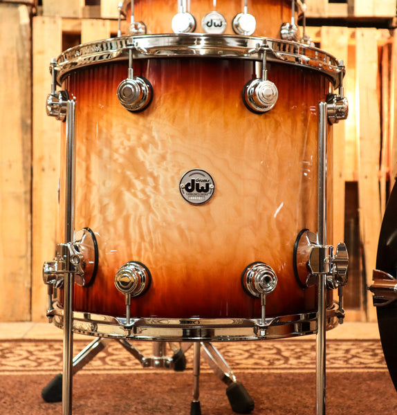 DW Collector's Natural To Deep Red Burst Over Quilted Maple Kit - SO#1134318