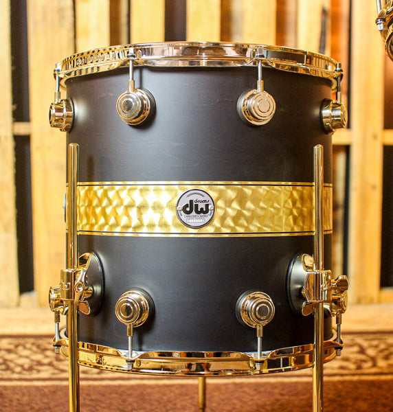 DW Collector's Gold Leaf Rally Stripe Over Ebony Kit - 20,10,12,14 - S