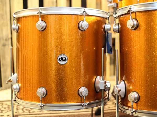 DW Collector's Maple/Spruce Tangerine Sparkle Exotic Drum Set 24/13/16/18/7x14 - SO #1157540