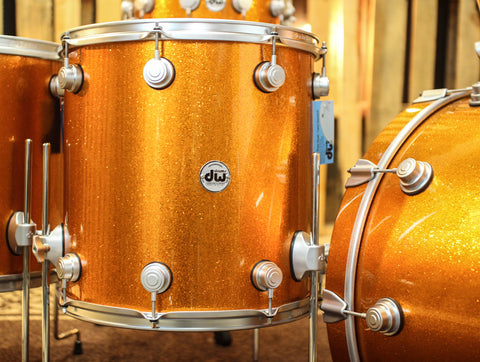 DW Collector's Maple/Spruce Tangerine Sparkle Exotic Drum Set 24/13/16/18/7x14 - SO #1157540