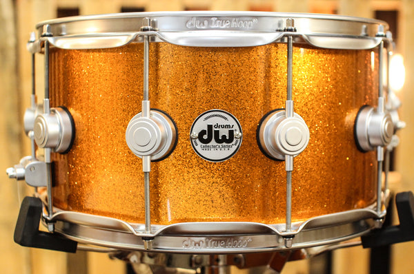 DW Collector's Maple/Spruce Tangerine Sparkle Exotic Drum Set 24/13/16/18/7x14 - SO #1157540