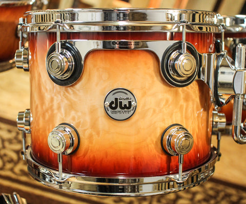 DW Collector's Red Burst Over Quilted Maple - 22,10,12,16,6.5x14 - SO#1134313