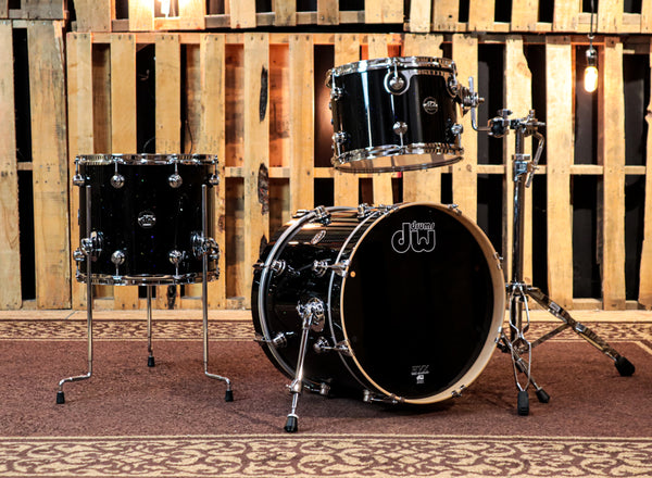 DW Performance Black Mirra Drum Set - 14x18,9x13,12x14