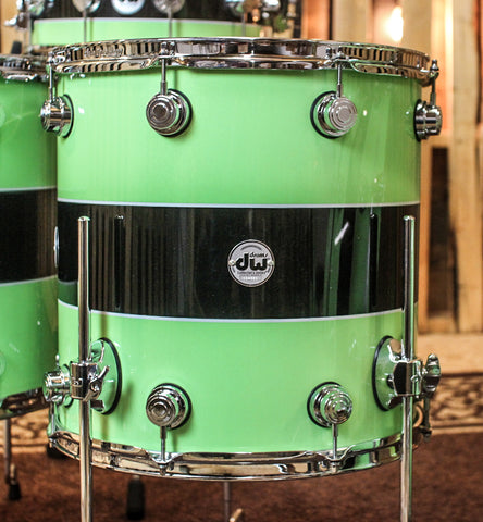 DW Collector's Black Rally Stripe Over Lime green Drum Set - SO#856245