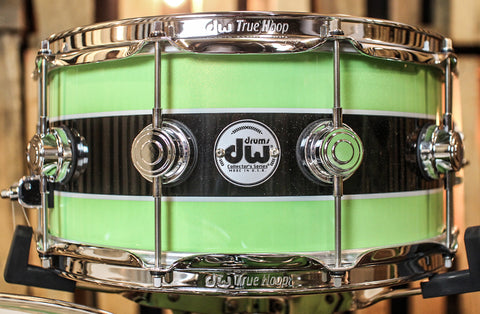 DW Collector's Black Rally Stripe Over Lime green Drum Set - SO#856245