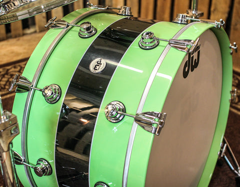 DW Collector's Black Rally Stripe Over Lime green Drum Set - SO#856245