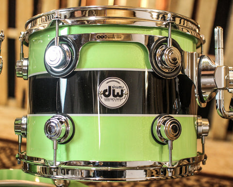 DW Collector's Black Rally Stripe Over Lime green Drum Set - SO#856245