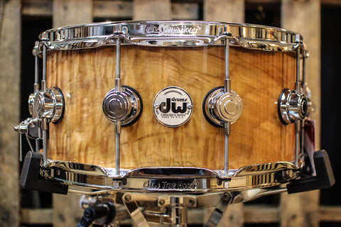 DW Collector's Maple Natural Lacquer Over Olive Ash Burl 6.5x14 - SO# 1101153